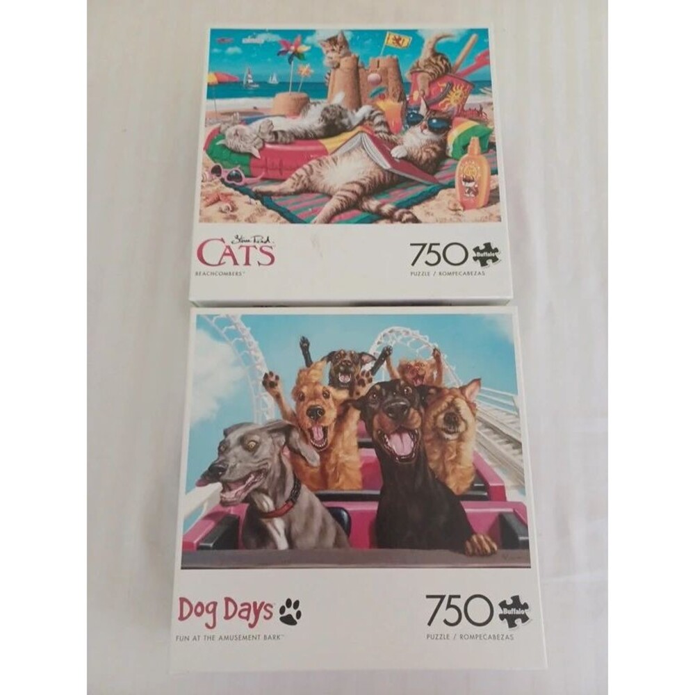 Buffalo set of 2 puzzles cats dogs complete
